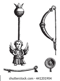 Greek clips, belonging to the Campana collection of the Louvre Museum. From Fine Arts Book, vintage engraving, 1880.
