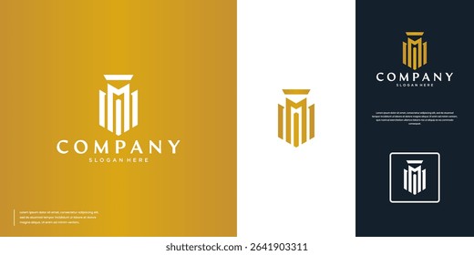 Greek column with abstract modern style, law and education, history of glory, vector graphic design.