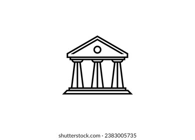 Greek Column Building logo design in line art style