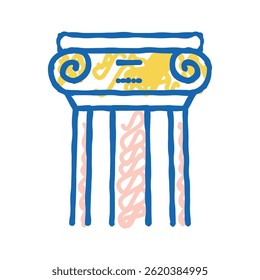 grego coluna ícone doodle esboço vetor. sinal de coluna grego. símbolo isolado ilustração
