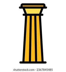 Greek column icon outline vector. History pillar. House hall color flat