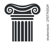 Greek column icon vector with classic design elements and elegant details representing ancient architecture
