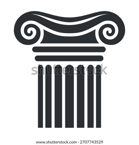 Greek column icon vector with classic design elements and elegant details representing ancient architecture