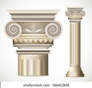  Greek Column isolated on white background. Vector illustration