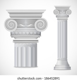  Greek Column isolated on white background. Vector illustration