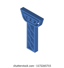 Greek column isometric left top view 3D icon