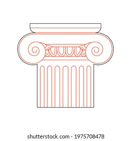 Greek Column in Linear Style for Laser Cutting and Engraving. Vector illustration.