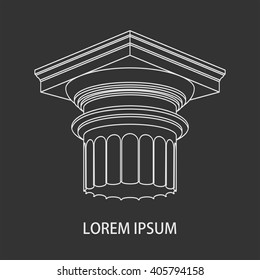 Greek Column Logo. Antique Column Icon. Vector Illustration