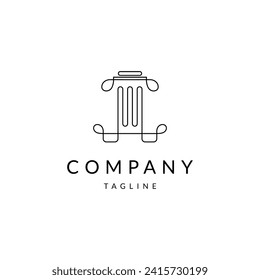 plantilla de diseño del logotipo del pilar de columna griega con estilo lineal abstracto
