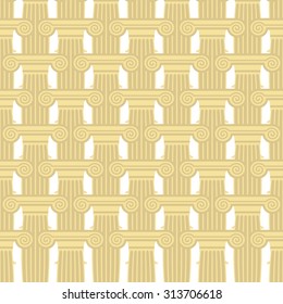 Greek Column seamless pattern. Vector background of elements of ancient architecture.