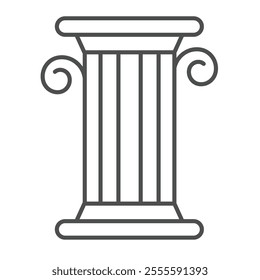 Greek column thin line icon, architect studio concept. Vector graphics. Roman column, pillar sign on white background, outline style icon for mobile or web design