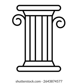 Greek column thin line icon, architect studio concept. Vector graphics. Roman column, pillar sign on white background, style mobile or design