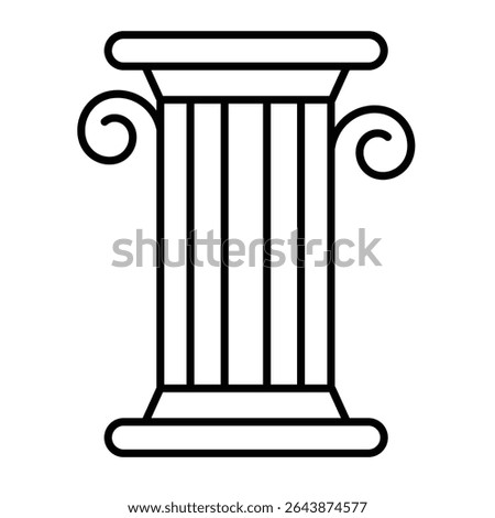 Greek column thin line icon, architect studio concept. Vector graphics. Roman column, pillar sign on white background, style mobile or design