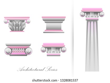 Greek columns. Columns with different orders.