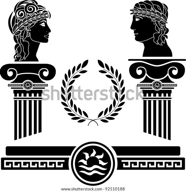 ギリシャの柱と人間の頭 ベクターイラスト のベクター画像素材 ロイヤリティフリー 92510188