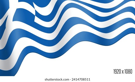 Greek country flag realistic independence day background. Greece commonwealth banner in motion waving, fluttering in wind. Festive patriotic HD format template for independence day