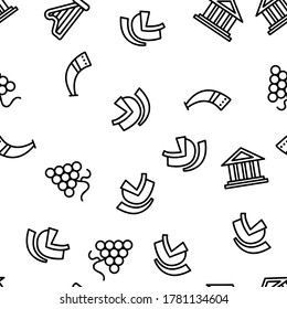 Greek Country Nation Cultural Vector Seamless Pattern Thin Line Illustration