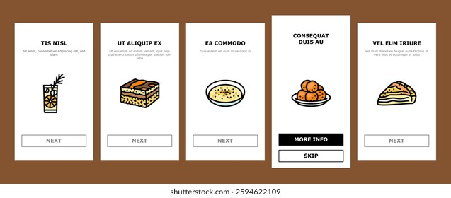 greek cuisine food lunch onboarding mobile vector salad dinner, meal mediterranean, plate greece, healthy fresh, dish, appetizer feta greek cuisine food lunch illustrations