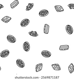 greek cuisine food lunch vector seamless pattern thin line illustration