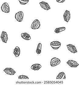 greek cuisine food lunch vector seamless pattern thin line illustration