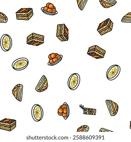 greek cuisine food lunch vector seamless pattern thin line illustration