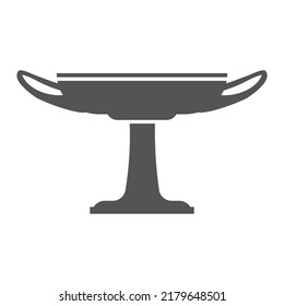 Greek cup silhouette. Ancient amphora kylix. Glyph illustration. Clay ceramic earthenware for water and wine. Vector.