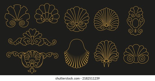 Greek decorative element flower Lotus. Classical Roman mosaics. Set collection