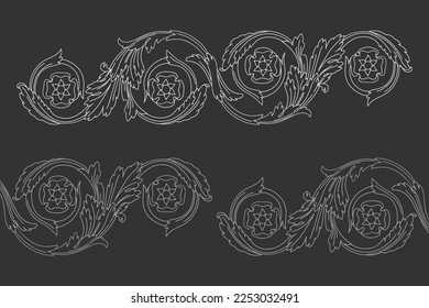 Greek decorative element flower, greek vector shape, stucco decoration, cartouche