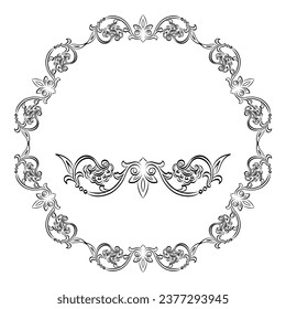 Greek decorative element flower, greek vector round frame, antique border from Greece