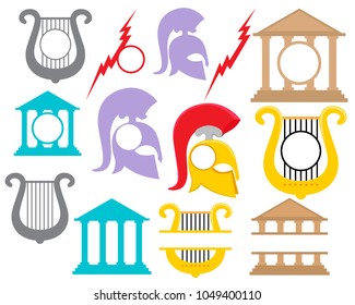 Greek designs with circle in the middle.