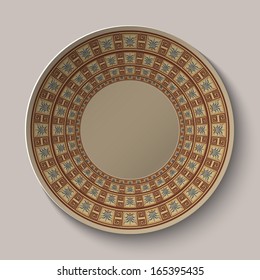 Greek dish with pattern. Vector illustration.
