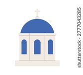 greek domed church tower icon, traditional Orthodox church architecture symbol with dome roof, simple flat pictogram for travel, Greece, religion, culture, and landmark design - vector illustration