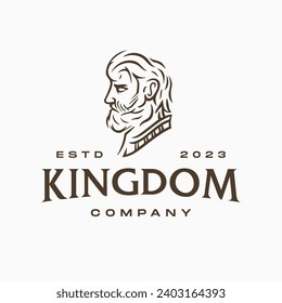 Greek emperor logo. god head statue icon logo design Illustration vector in trendy minimal and simple line style. Ancient Greek Figure Face Head Statue Sculpture.