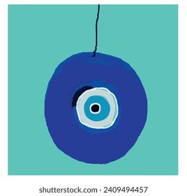 Vector de ojos malvados griego, símbolo de protección. Ojo turco de vidrio Nazar Boncugu. Amulet, talisman del mal ojo. Para impresión, arte en la pared, papel pintado, banner, decoración, afiche, fondo. Decoración retro.