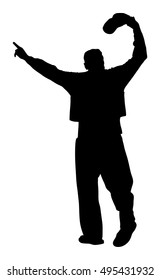 A Greek Evzone dancer vector silhouette isolated on white background. Dancing man silhouette vector illustration. Traditional dance. Greek symbol.  Sirtaki, Syrtaki, Zorba dance. Celebration, freedom.
