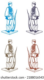 Greek Evzone Guard Vector Illustration. Evzones The Greek Presidential Guard
