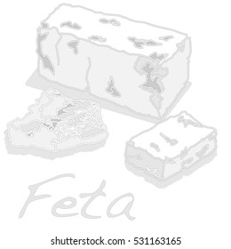 Greek feta cheese blocks vector isolated