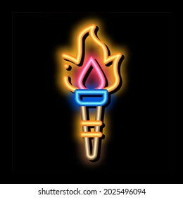 greek fire torch neon light sign vector. Glowing bright icon greek fire torch sign. transparent symbol illustration