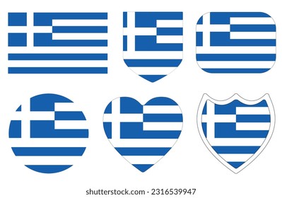 Greek flag in design shape set. Flag of Greece in design shape set. 