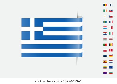 Greek Flag Displayed Among Various European Flags