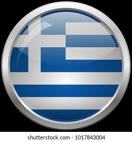 Greek flag glass button vector illustration