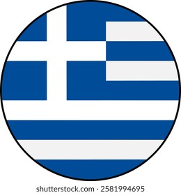 Greek flag icon on transparent background. Flag of Greece. Vector icon with black outline around the flag