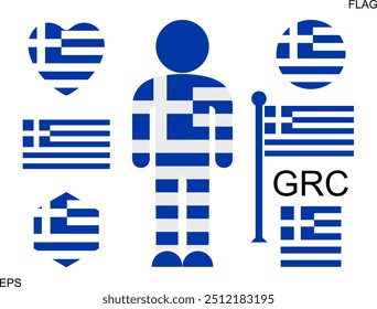 Griechische Flagge. Einzige griechische Flagge auf weißem Hintergrund