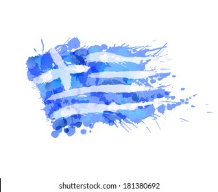 Greek flag made of colorful splashes