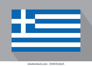 Bandera griega con sombra, Ilustración vectorial. La bandera nacional de Grecia.