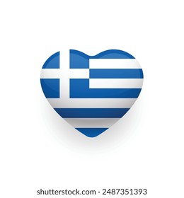 Bandera griega en forma de icono de corazón. Orgullo nacional de Grecia. Ilustración vectorial.