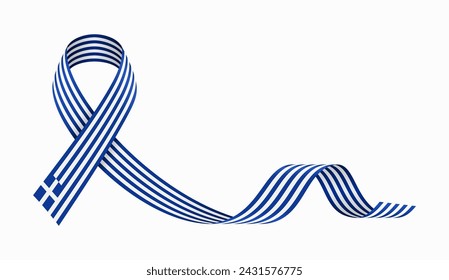 Greek flag stripe ribbon wavy background layout. Vector illustration.