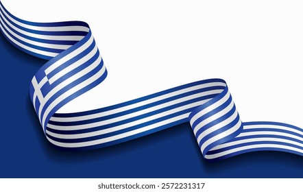 Greek flag wavy abstract background. Vector illustration.