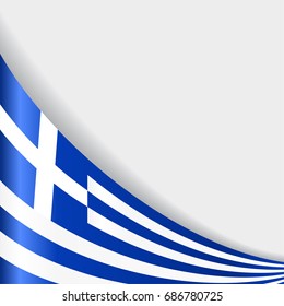 Greek flag wavy abstract background. Vector illustration.