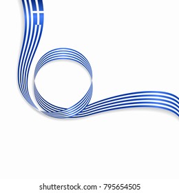 Greek flag wavy abstract background. Vector illustration.
